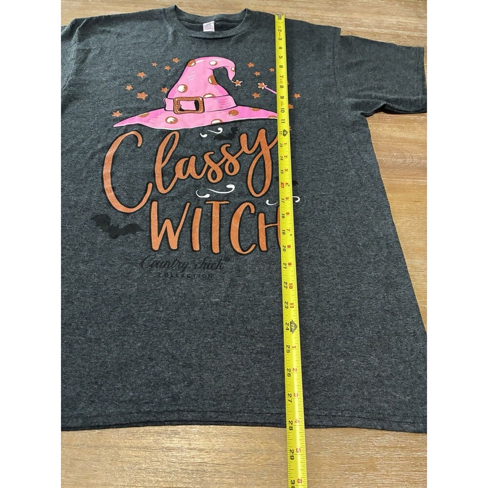 Simply Southern Shirt Womens Medium Classy Witch Gray Halloween Graphic Chick - Picture 6 of 6